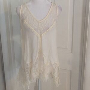 Maurices Sheer Lacey Tunic Top LARGE Fairy Ethereal Asymmetric Festival Boho